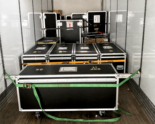 Cases inside dry van trailer